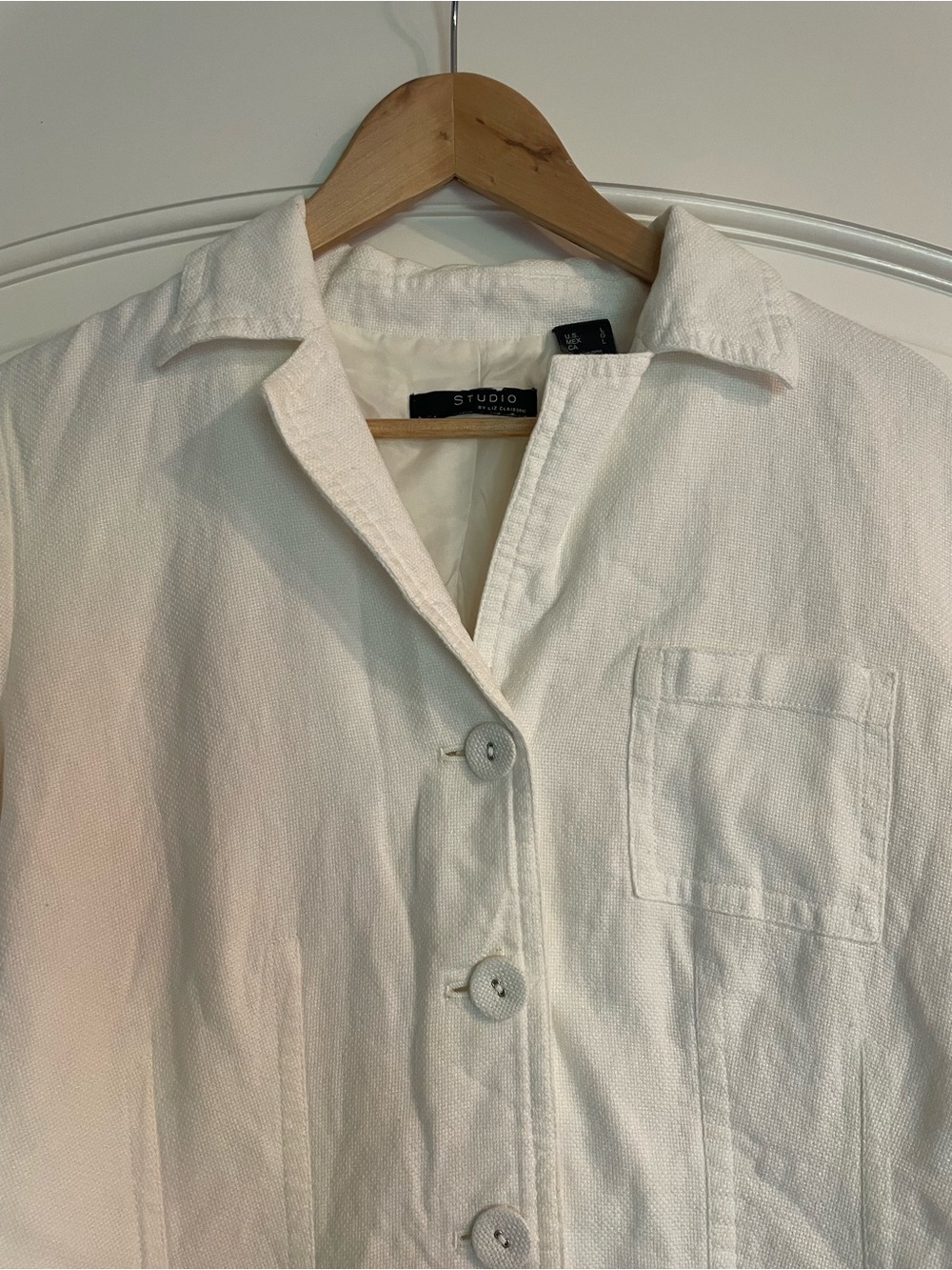 STUDIO by Liz Claiborne Women's Linen Button Front Collared Jacket Lined  Size L